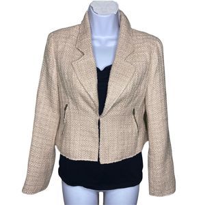 NWT Forever 21 Size Small Casual Blazer Jacket Tweed Blush Pink Taupe Zipper $34